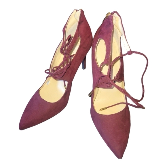 Marc Fisher Suede 4" Lace-Up Zip back Ankle Closure Heels Sz 8.5 - Picture 10 of 13